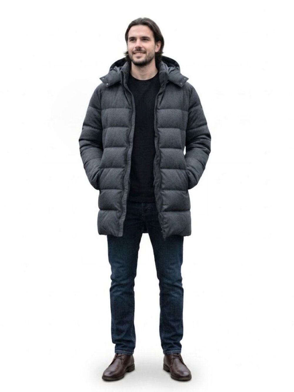 Herno Hooded Down Parka Jacket Black Men's Size 54 Nordstrom Return